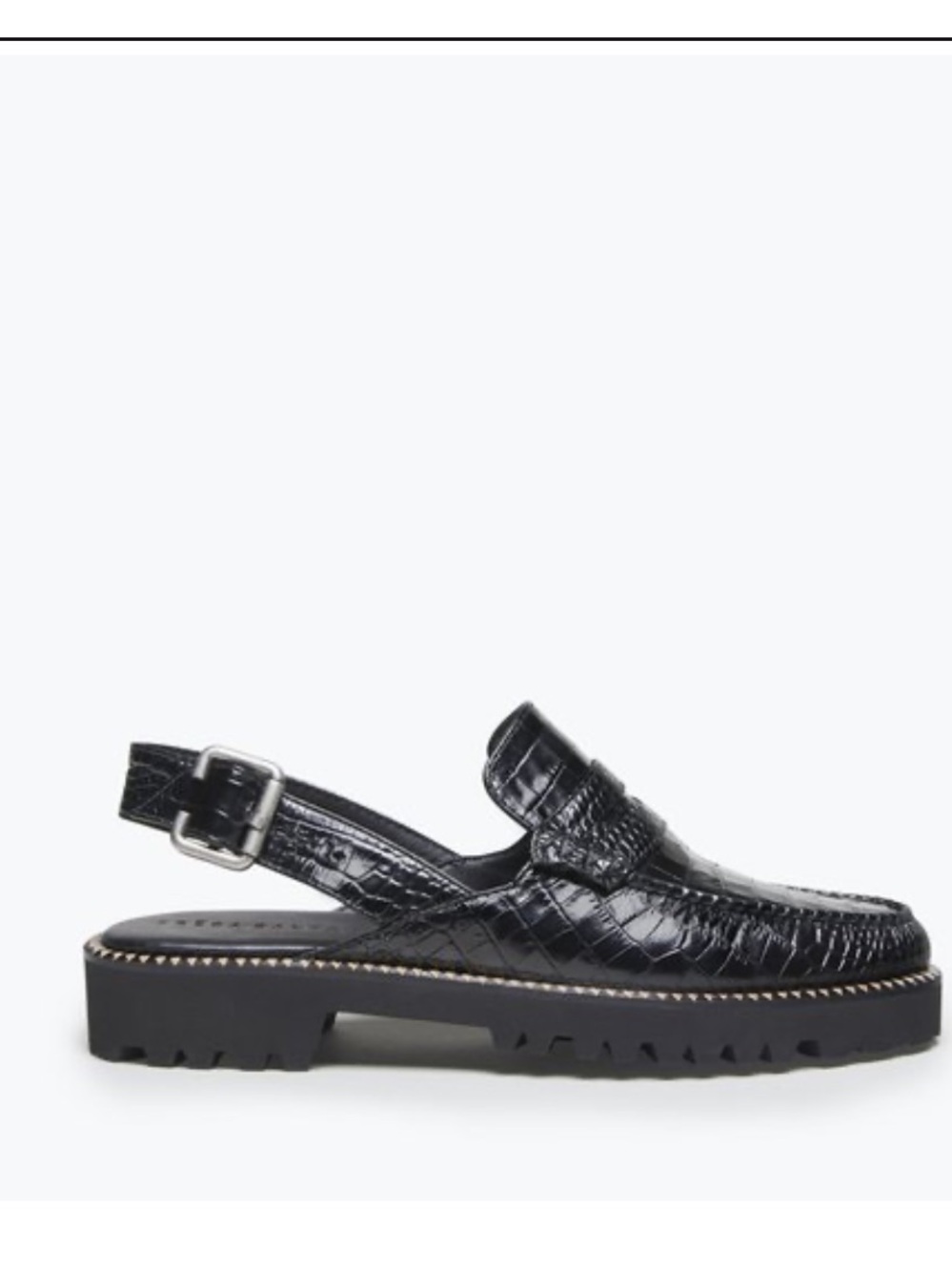 Freda Salvador Juana Slingback Penny Loafer Lug Sole Black Croc leather Size 10